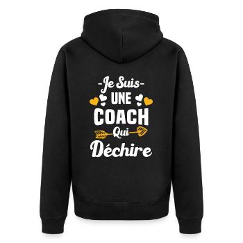 Je Suis Une Coach Qui Déchire - Veste à capuche bio Premium Unisexe - noir - Dos - Nico (187cm)