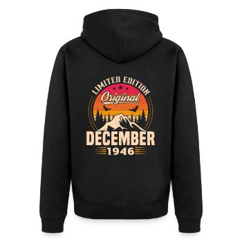 Cadeau D'anniversaire Nées En Décembre 1946 - Veste à capuche bio Premium Unisexe - noir - Dos - Nico (187cm)