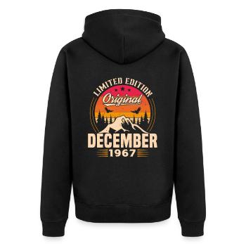 Cadeau D'anniversaire Nées En Décembre 1967 - Veste à capuche bio Premium Unisexe - noir - Dos - Nico (187cm)