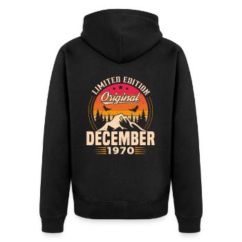 Cadeau D'anniversaire Nées En Décembre 1970 - Veste à capuche bio Premium Unisexe - noir - Dos - Nico (187cm)