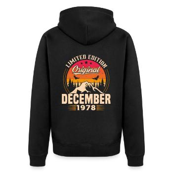 Cadeau D'anniversaire Nées En Décembre 1978 - Veste à capuche bio Premium Unisexe - noir - Dos - Nico (187cm)