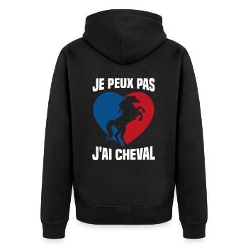 Je Peux Pas J'ai Cheval Vintage Cœur Cadeau - Veste à capuche bio Premium Unisexe - noir - Dos - Nico (187cm)