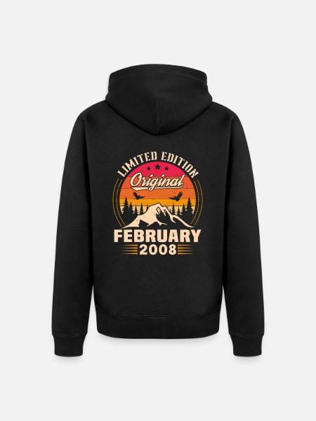 Birthday gift born in February 2008 - Unisex Premium Organic Zip Hoodie - black