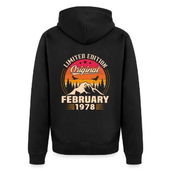 Cadeau D'anniversaire Nées En Février 1978 - Veste à capuche bio Premium Unisexe - noir - Dos - Nico (187cm)