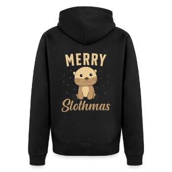 Sloth Christmas Christmas Gift - Unisex Premium Organic Zip Hoodie - black - Back - Nico (187cm)