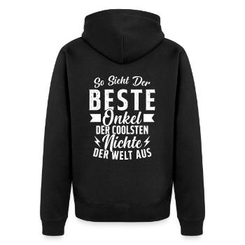 So sieht der beste Onkel der Welt aus - Unisex Premium Bio Zip Hoodie - Schwarz - Hinten - Nico (187cm)