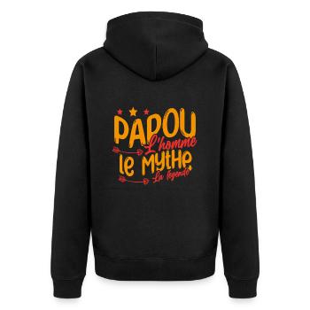 Grand-Père Papou l'Homme le Mythe la Légende - Veste à capuche bio Premium Unisexe - noir - Dos - Nico (187cm)