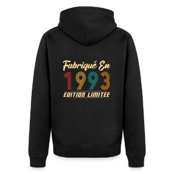 Fabriqué en 1993 Vintage cadeau d'anniversaire - Veste à capuche bio Premium Unisexe - noir - Dos - Nico (187cm)