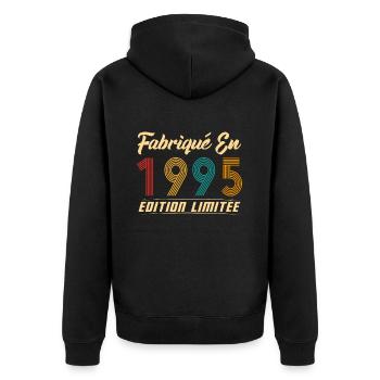 Fabriqué en 1995 Vintage cadeau d'anniversaire - Veste à capuche bio Premium Unisexe - noir - Dos - Nico (187cm)