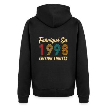 Fabriqué en 1998 Vintage cadeau d'anniversaire - Veste à capuche bio Premium Unisexe - noir - Dos - Nico (187cm)