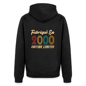 Fabriqué en 2000 Vintage cadeau d'anniversaire - Veste à capuche bio Premium Unisexe - noir - Dos - Nico (187cm)