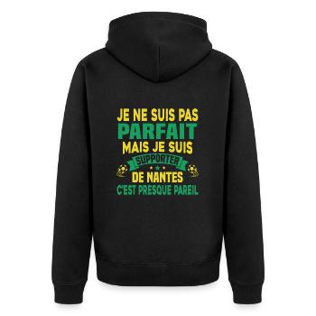 Pas Parfait mais Je suis Supporter de Nantes - Veste à capuche bio Premium Unisexe - noir - Dos - Nico (187cm)