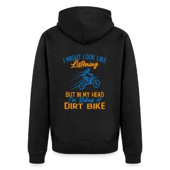 In my head I ride a motorcycle / Humor Motorcycle - Unisex Premium Organic Zip Hoodie - black - Back - Nico (187cm)
