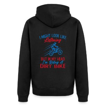 In my head I ride a motorcycle / Humor Motorcycle - Unisex Premium Organic Zip Hoodie - black - Back - Nico (187cm)
