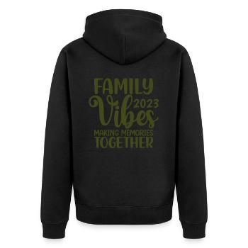 Family Vibes 2023 Making Memories Together - Unisex Premium Organic Zip Hoodie - black - Back - Nico (187cm)