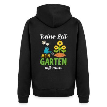 Gärtnerin Gärtner Gartenfreunde Geschenk - Unisex Premium Bio Zip Hoodie - Schwarz - Hinten - Nico (187cm)
