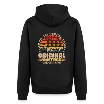 Vintage 2005 Birthday Gift 2005 - Unisex Premium Organic Zip Hoodie - black - Back - Nico (187cm)