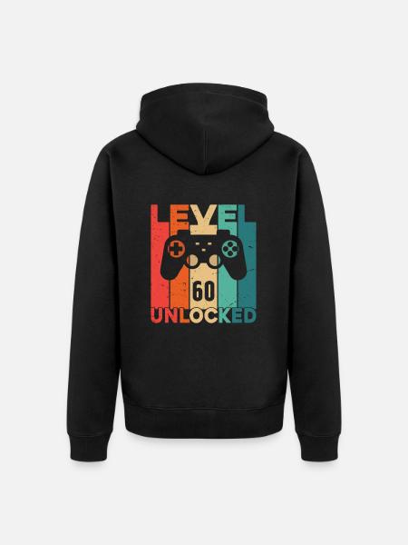 Level 60 Unlocked - Unisex Premium Organic Zip Hoodie - black