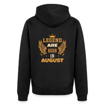 Die im August geborene Legende Geburtstagsgeschenk - Unisex Premium Bio Zip Hoodie - Schwarz - Hinten - Nico (187cm)