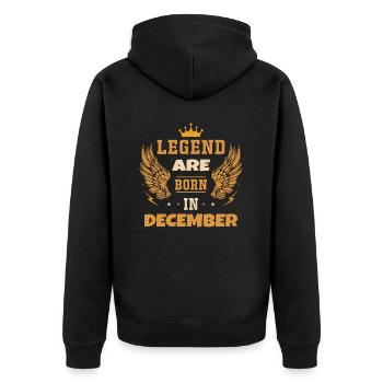 Die im Dezember geborene Legende Geburtstagsgeschenk - Unisex Premium Bio Zip Hoodie - Schwarz - Hinten - Nico (187cm)