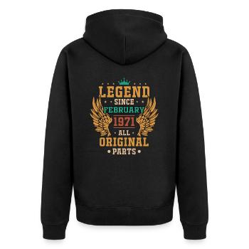 légende depuis février 1971 cadeau d'anniversaire - Veste à capuche bio Premium Unisexe - noir - Dos - Nico (187cm)