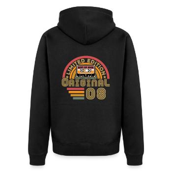 2008 Vintage Original 2008 Geburtstagsgeschenk - Unisex Premium Bio Zip Hoodie - Schwarz - Hinten - Nico (187cm)
