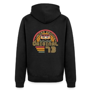 1973 Vintage Original 1973 Geburtstagsgeschenk - Unisex Premium Bio Zip Hoodie - Schwarz - Hinten - Nico (187cm)
