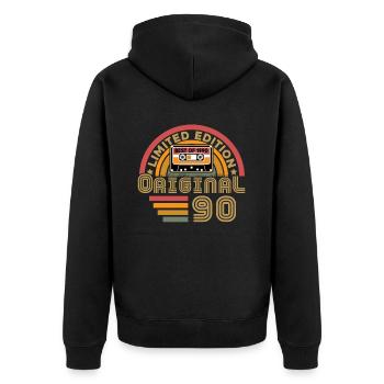 1990 Vintage Original 1990 Birthday Gift - Unisex Premium Organic Zip Hoodie - black - Back - Nico (187cm)