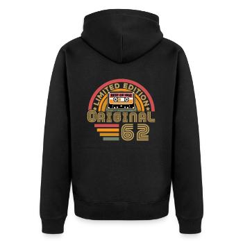 1962 Vintage Original 1962 Geburtstagsgeschenk - Unisex Premium Bio Zip Hoodie - Schwarz - Hinten - Nico (187cm)