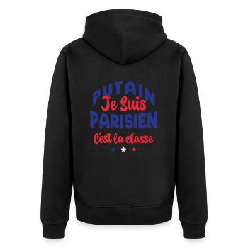 je suis parisien c'est la classe - Veste à capuche bio Premium Unisexe - noir - Dos - Nico (187cm)