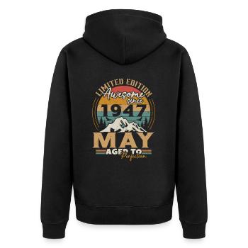 May 1947 Vintage Anniversary May 1947 - Unisex Premium Organic Zip Hoodie - black - Back - Nico (187cm)