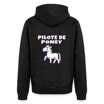 Pilote de poney - Veste à capuche bio Premium Unisexe - noir - Dos - Nico (187cm)
