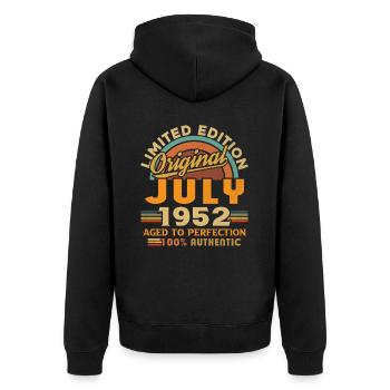 Naissance: Juillet 1952, Date de naissance: Juillet 1952 - Veste à capuche bio Premium Unisexe - noir - Dos - Nico (187cm)