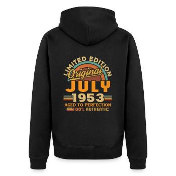 Vintage geboren Juli 1953 Geburtstag Juli 1953 - Unisex Premium Organic Zip Hoodie - black - Back - Nico (187cm)