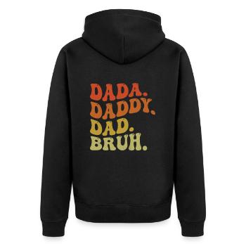 Dada Daddy Dad Bruh Retro - Unisex Premium Bio Zip Hoodie - Schwarz - Hinten - Nico (187cm)