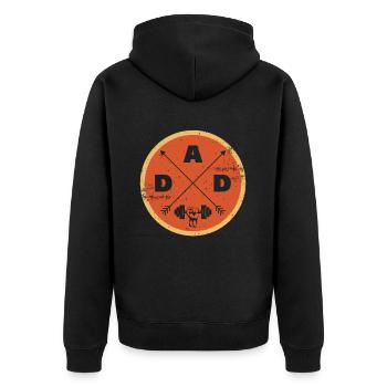 Man Fitness Dad Bodybuilding Daddy Father Gift - Unisex Premium Organic Zip Hoodie - black - Back - Nico (187cm)