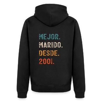 L'homme meilleur mari depuis 2001 - Veste à capuche bio Premium Unisexe - noir - Dos - Nico (187cm)