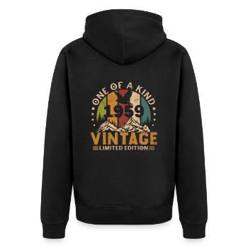 Vintage Retro 1959 Jubiläumsgeschenk 1959 - Unisex Premium Bio Zip Hoodie - Schwarz - Hinten - Nico (187cm)
