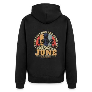 1992 Retro Vintage Born in June 1992 Anniversary - Unisex Premium Organic Zip Hoodie - black - Back - Nico (187cm)