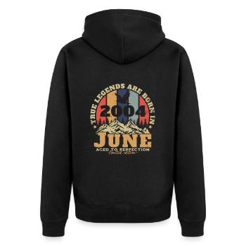 2004 Rétro Vintage Nées En Juin 2004 Anniversaire - Veste à capuche bio Premium Unisexe - noir - Dos - Nico (187cm)