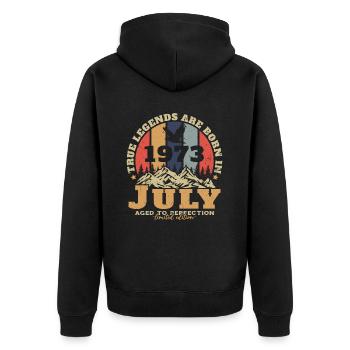 Né juillet 1973 Anniversaire juillet 1973 - Veste à capuche bio Premium Unisexe - noir - Dos - Nico (187cm)