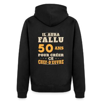 50 Ans pour créer ce chef d'euvre - Veste à capuche bio Premium Unisexe - noir - Dos - Nico (187cm)