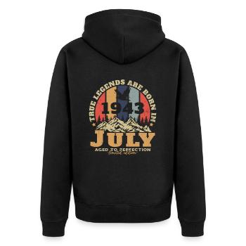 Millésime né en juillet 1943 Anniversaire juillet 1943 - Veste à capuche bio Premium Unisexe - noir - Dos - Nico (187cm)