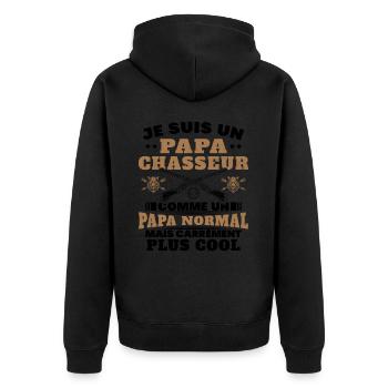 Un papa chasseur c'est comme un papa normal - Veste à capuche bio Premium Unisexe - noir - Dos - Nico (187cm)