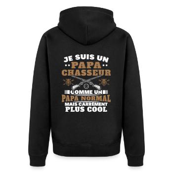 Un papa chasseur c'est comme un papa normal - Veste à capuche bio Premium Unisexe - noir - Dos - Nico (187cm)