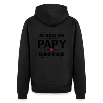 Homme Un Papy Gâteau Pâtisserie Humour Cadeau Noël - Veste à capuche bio Premium Unisexe - noir - Dos - Nico (187cm)