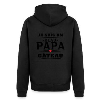 Un Beau Papa Gâteau Pâtisserie Humour Cadeau Noël - Veste à capuche bio Premium Unisexe - noir - Dos - Nico (187cm)
