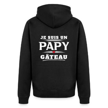 Homme Un Papy Gâteau Pâtisserie Humour Cadeau Noël - Veste à capuche bio Premium Unisexe - noir - Dos - Nico (187cm)