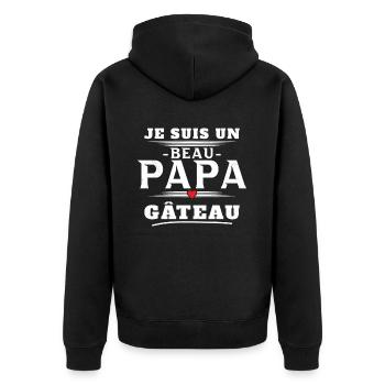 Un Beau Papa Gâteau Pâtisserie Humour Cadeau Noël - Veste à capuche bio Premium Unisexe - noir - Dos - Nico (187cm)
