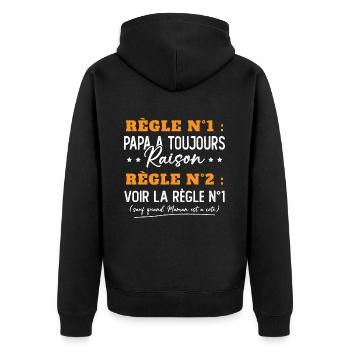 Humour Papa Maman Règles Cadeau - Veste à capuche bio Premium Unisexe - noir - Dos - Nico (187cm)